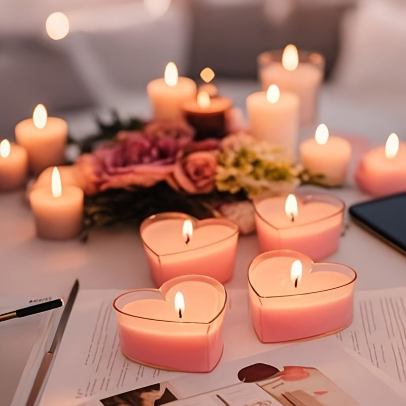 18-Pack Heart-Shaped Tea Light Candles – 3 Hour Burn Time