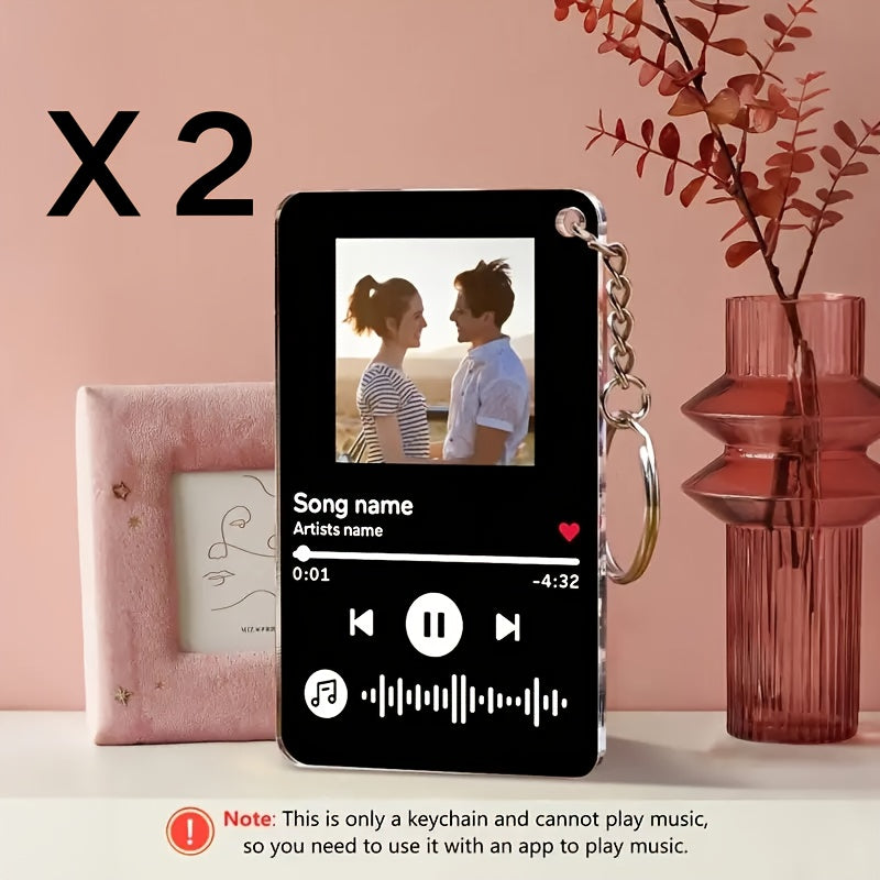 Personalized Music Code Keychain – Photo + Song Title