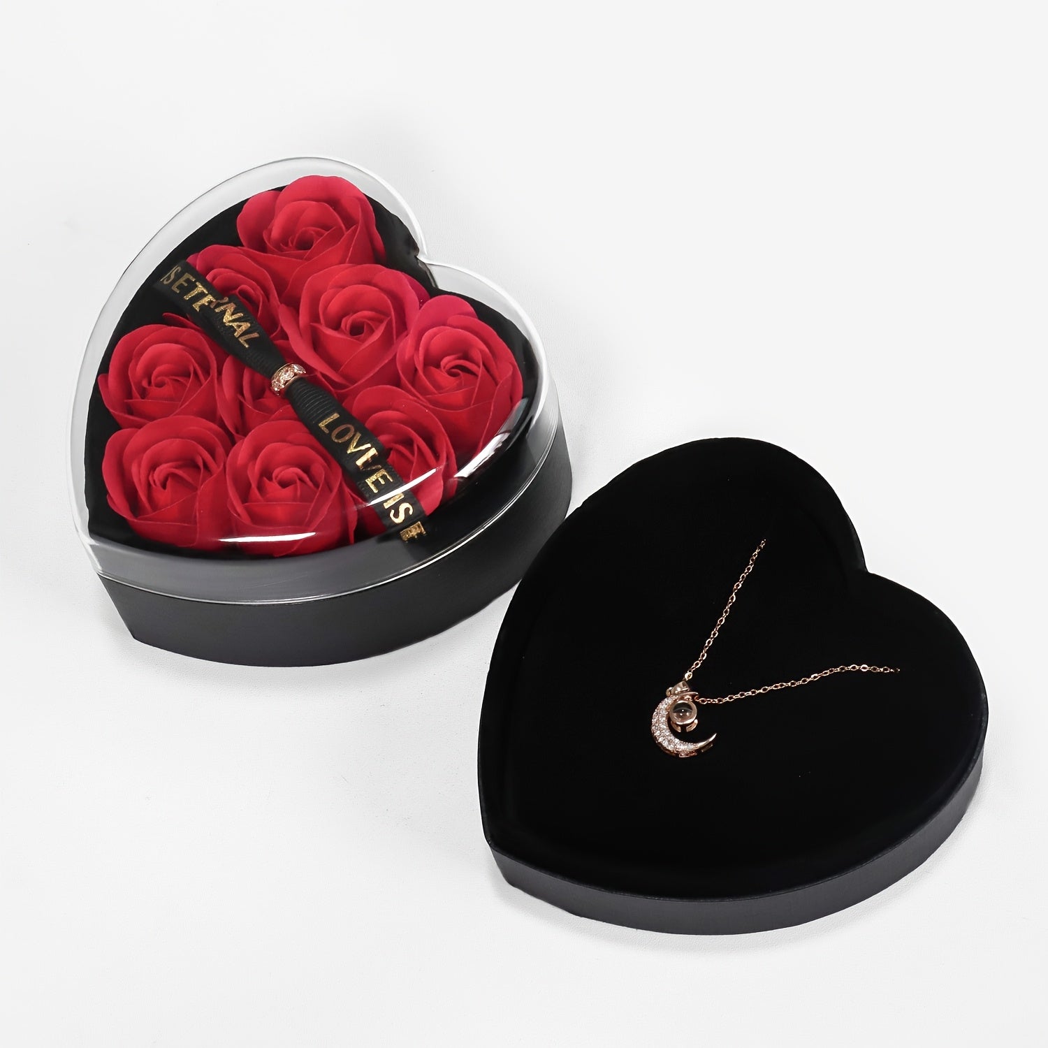 Preserved Rose Gift Box + 100 Languages ​​“I Love You” Necklace