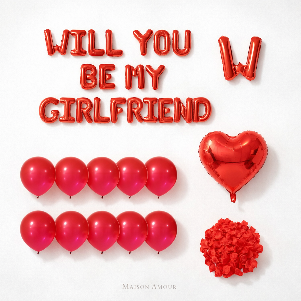 Will You Be My Girlfriend?” Balloon Set – Romantic Valentine’s Decor