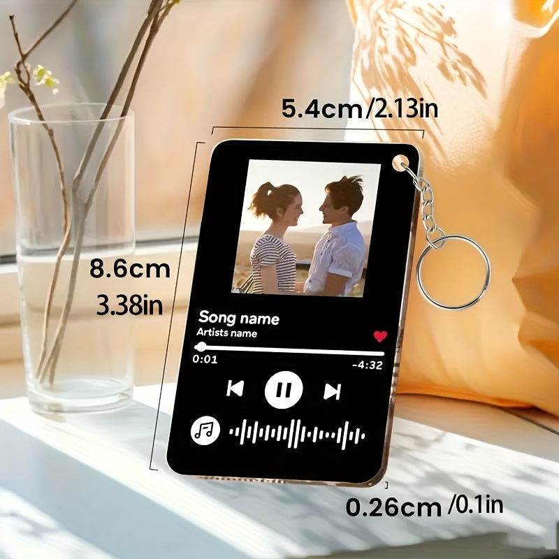 Personalized Music Code Keychain – Photo + Song Title
