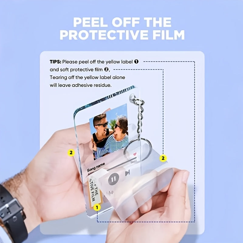 Personalized Music Code Keychain – Photo + Song Title