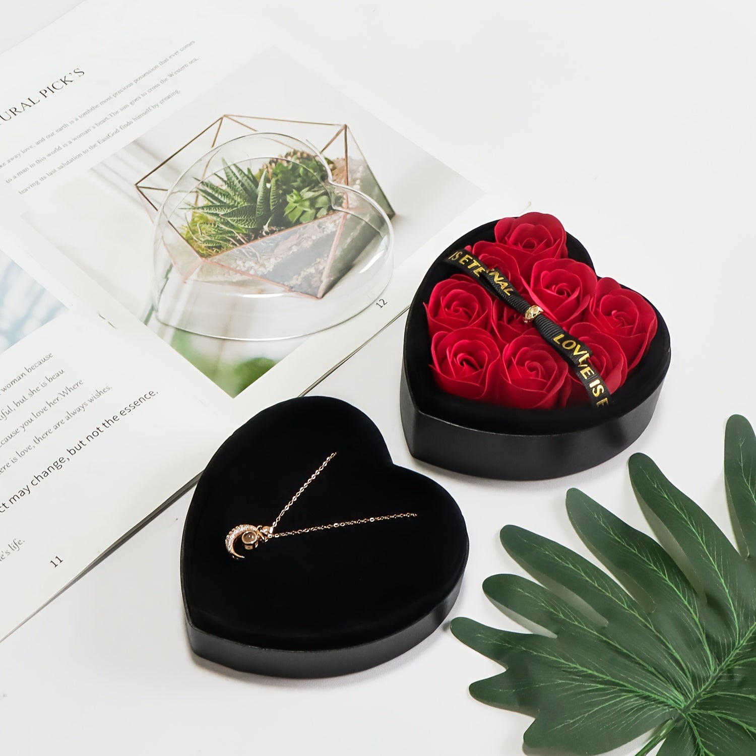 Preserved Rose Gift Box + 100 Languages ​​“I Love You” Necklace