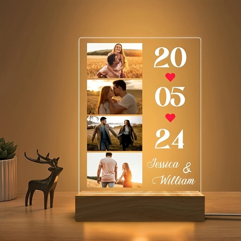 Personalized Photo Night Light – Couple Names &amp; Wedding Date