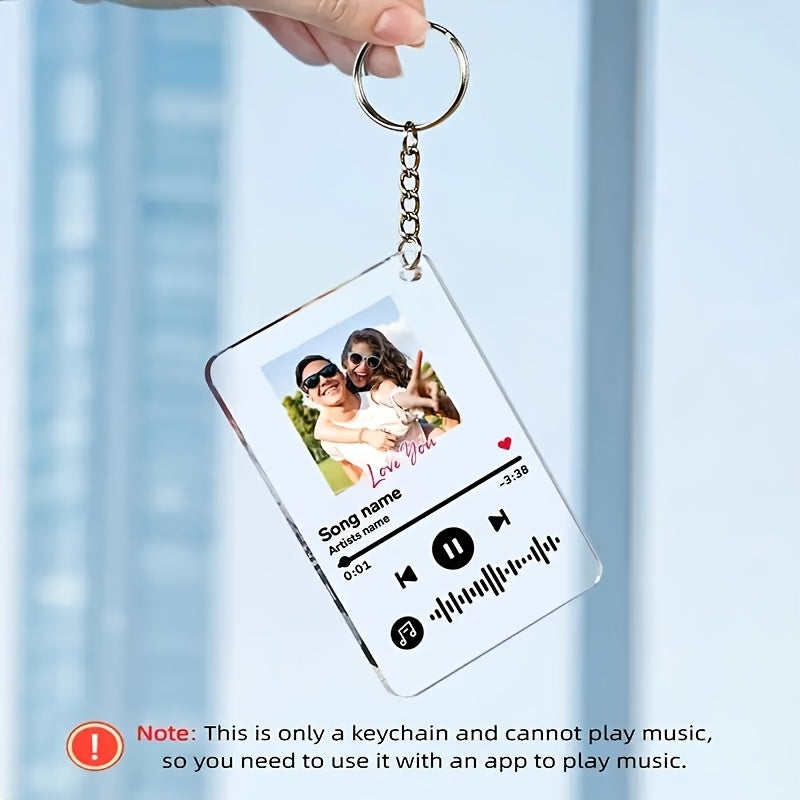 Personalized Music Code Keychain – Photo + Song Title