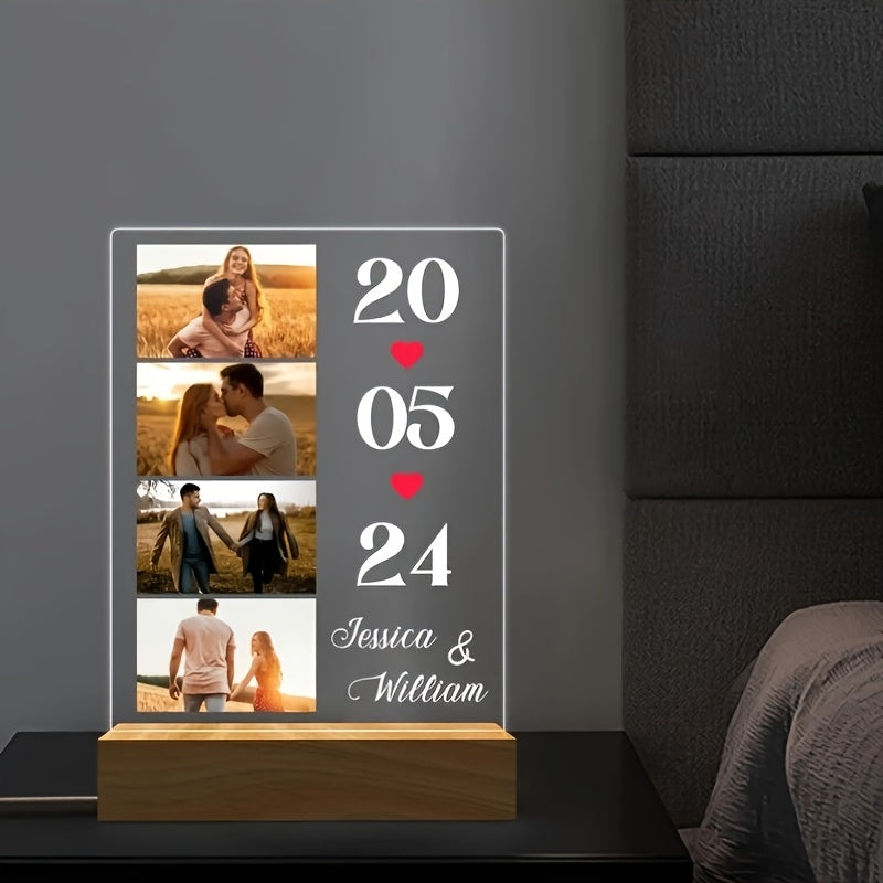 Personalized Photo Night Light – Couple Names &amp; Wedding Date