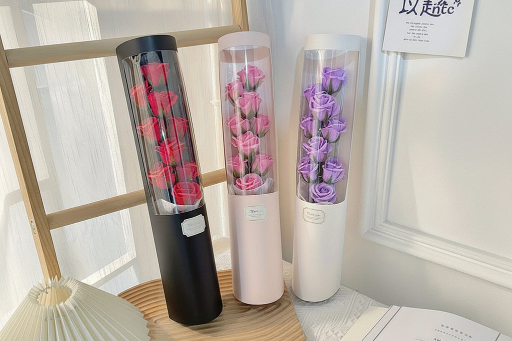 Romantic Rose Soap Gift Box – Hug Bucket with Red Roses