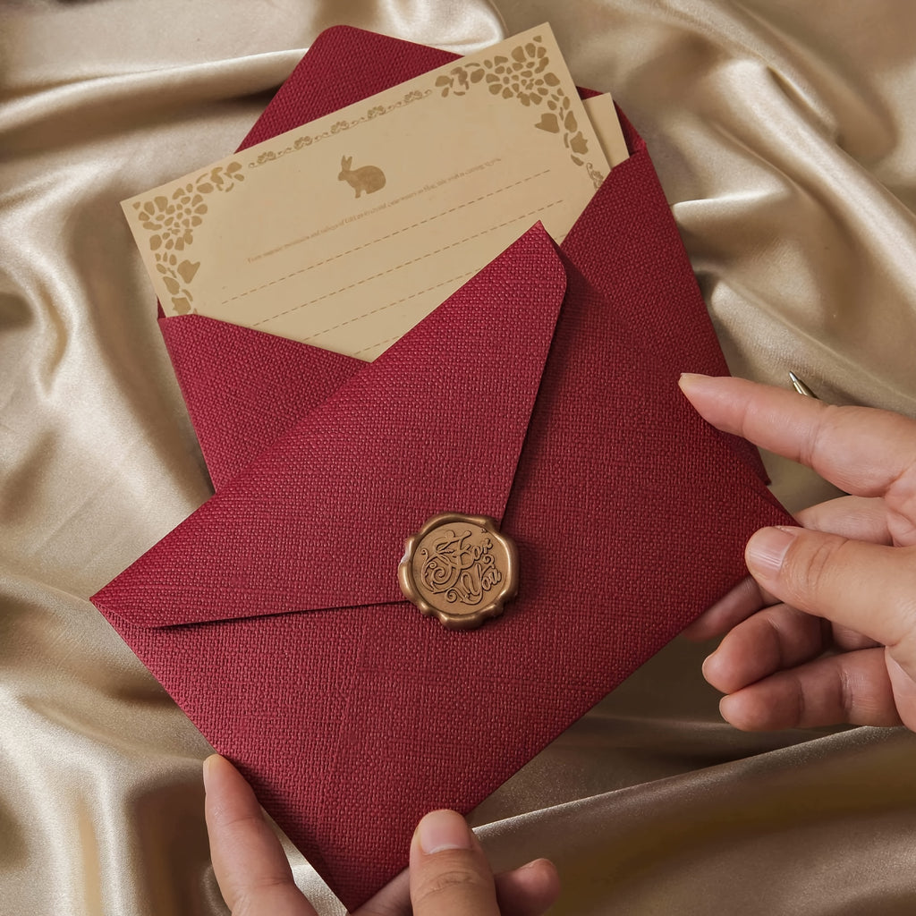 Linen Love Letter Stationery Set – Envelopes + Wax Seals (16pcs)