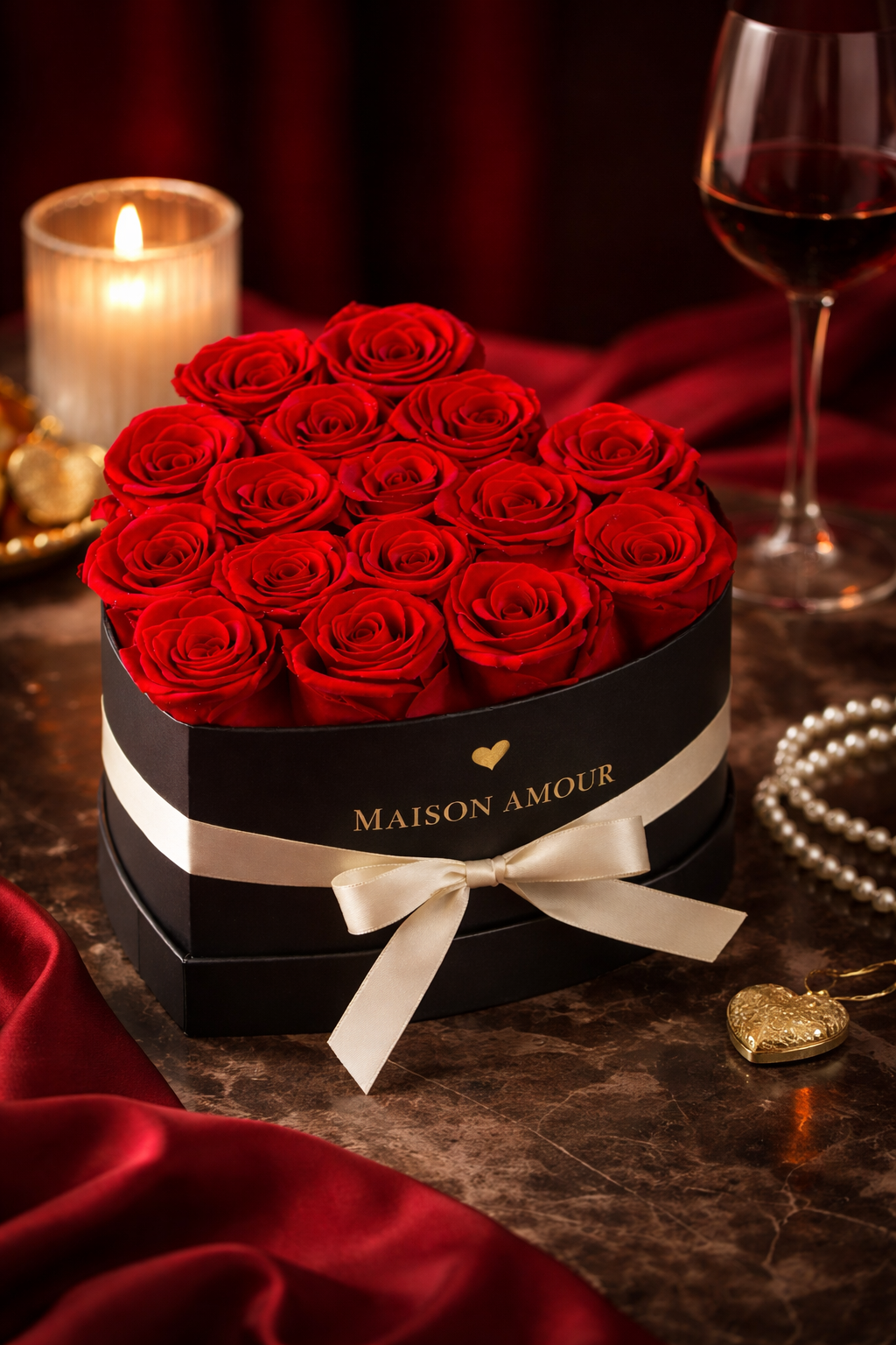 16 Forever Roses in Heart-Shaped Box – Preserved Real Roses