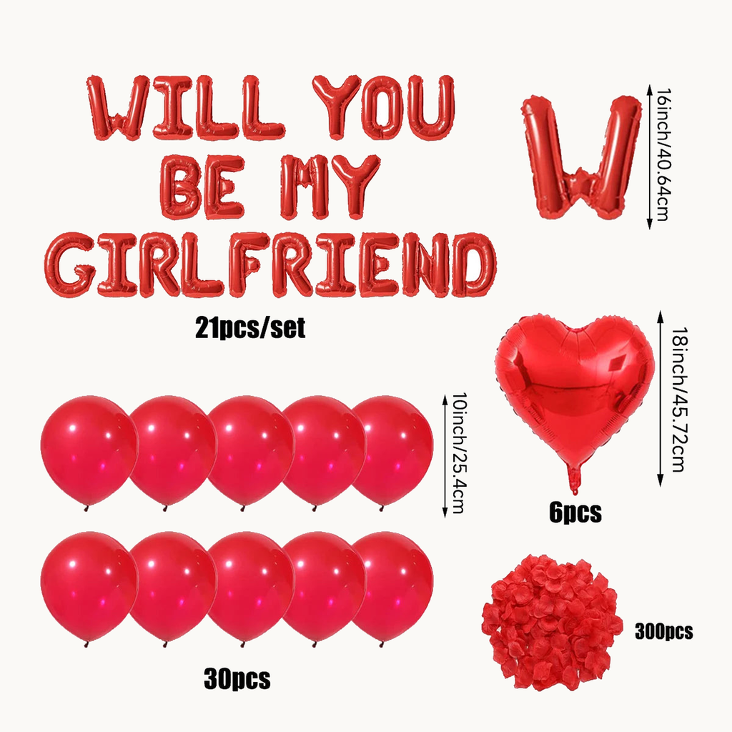 Will You Be My Girlfriend?” Balloon Set – Romantic Valentine’s Decor