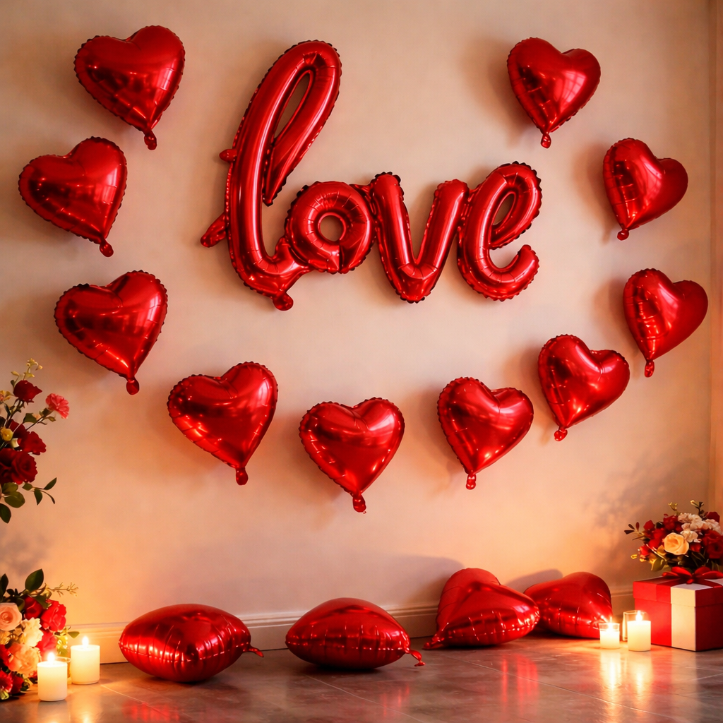 Red “LOVE” Foil Balloon Set – Romantic Wedding &amp; Valentine's Decor