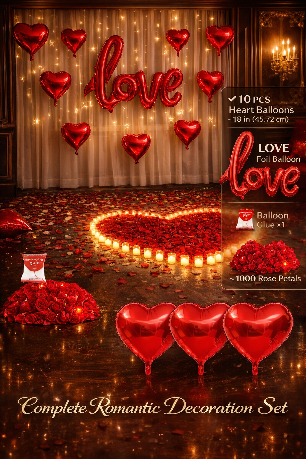 Red “LOVE” Foil Balloon Set – Romantic Wedding &amp; Valentine's Decor