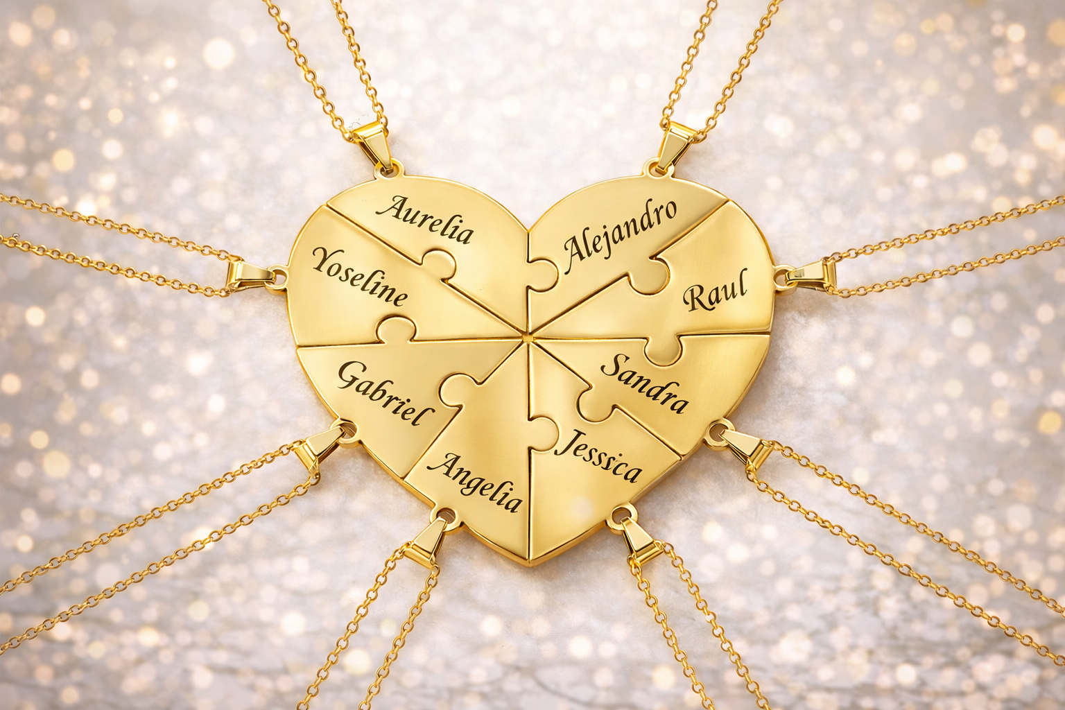 Personalized Puzzle Heart Name Necklace – Custom Engraved Pendant