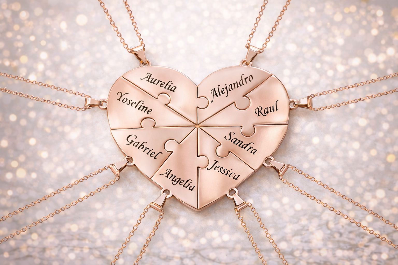 Personalized Puzzle Heart Name Necklace – Custom Engraved Pendant