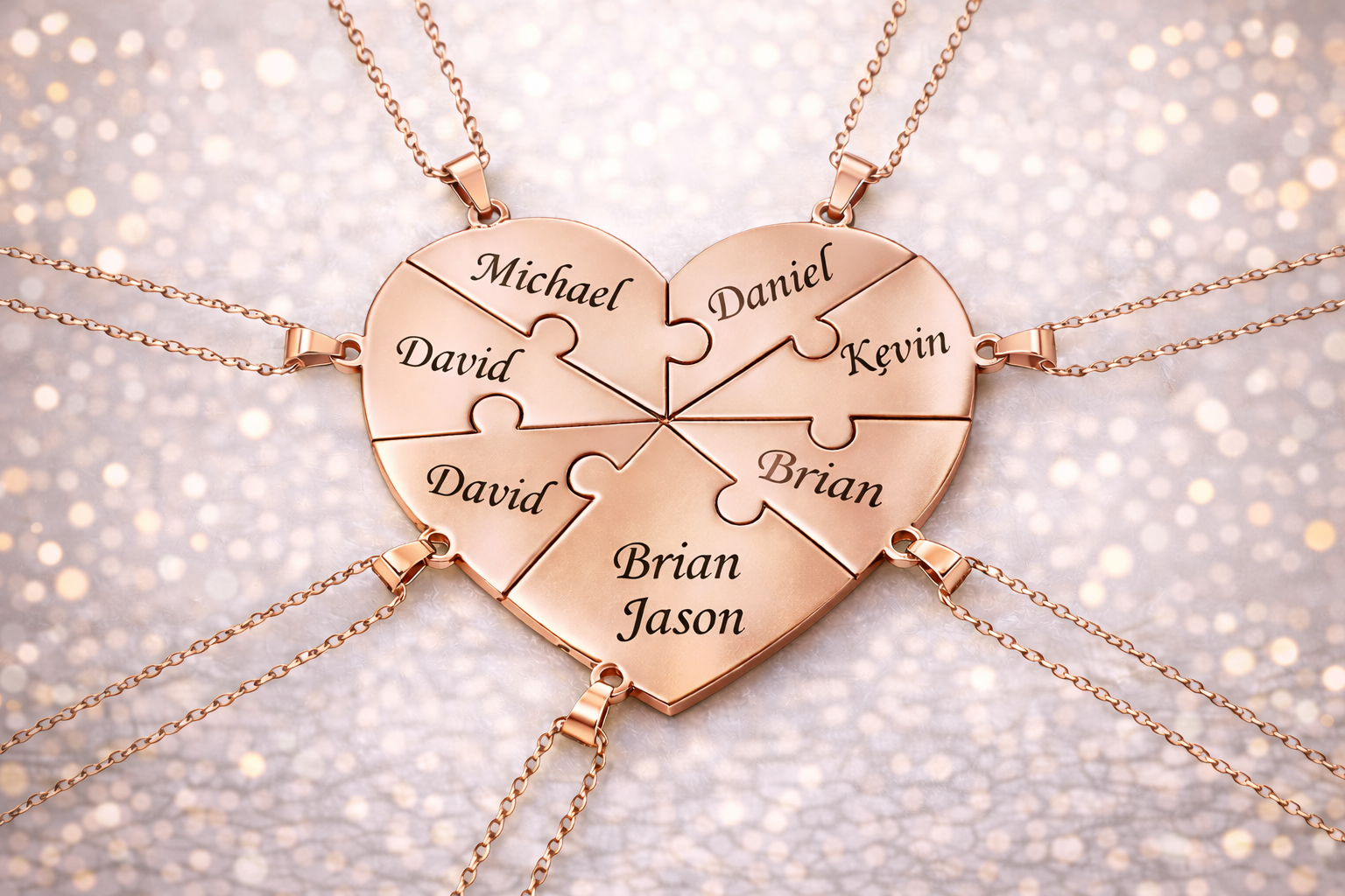 Personalized Puzzle Heart Name Necklace – Custom Engraved Pendant