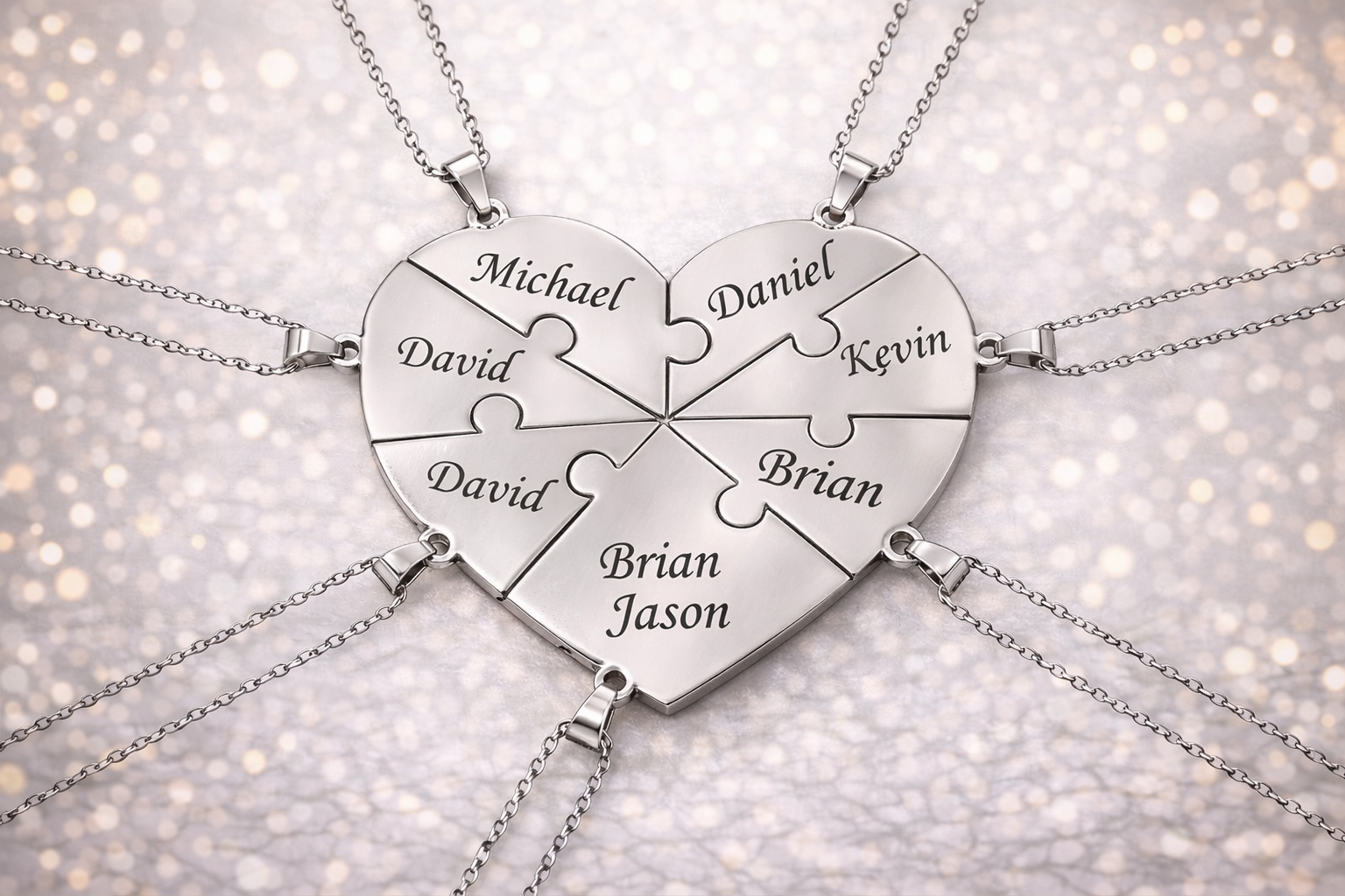 Personalized Puzzle Heart Name Necklace – Custom Engraved Pendant