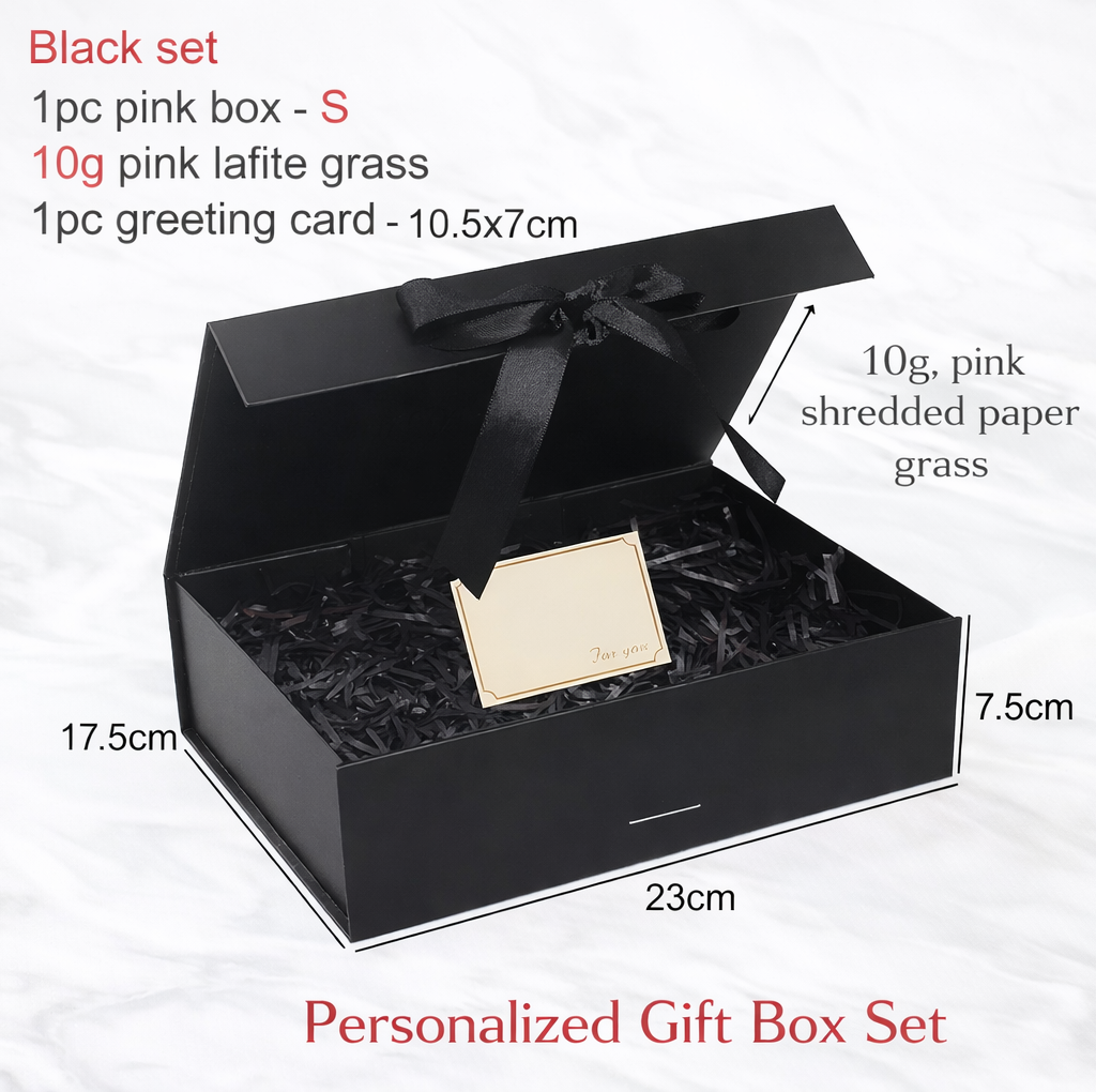 Magnetic Gift Box Kit – Folding Box with Filler Grass &amp; Greeting Cards