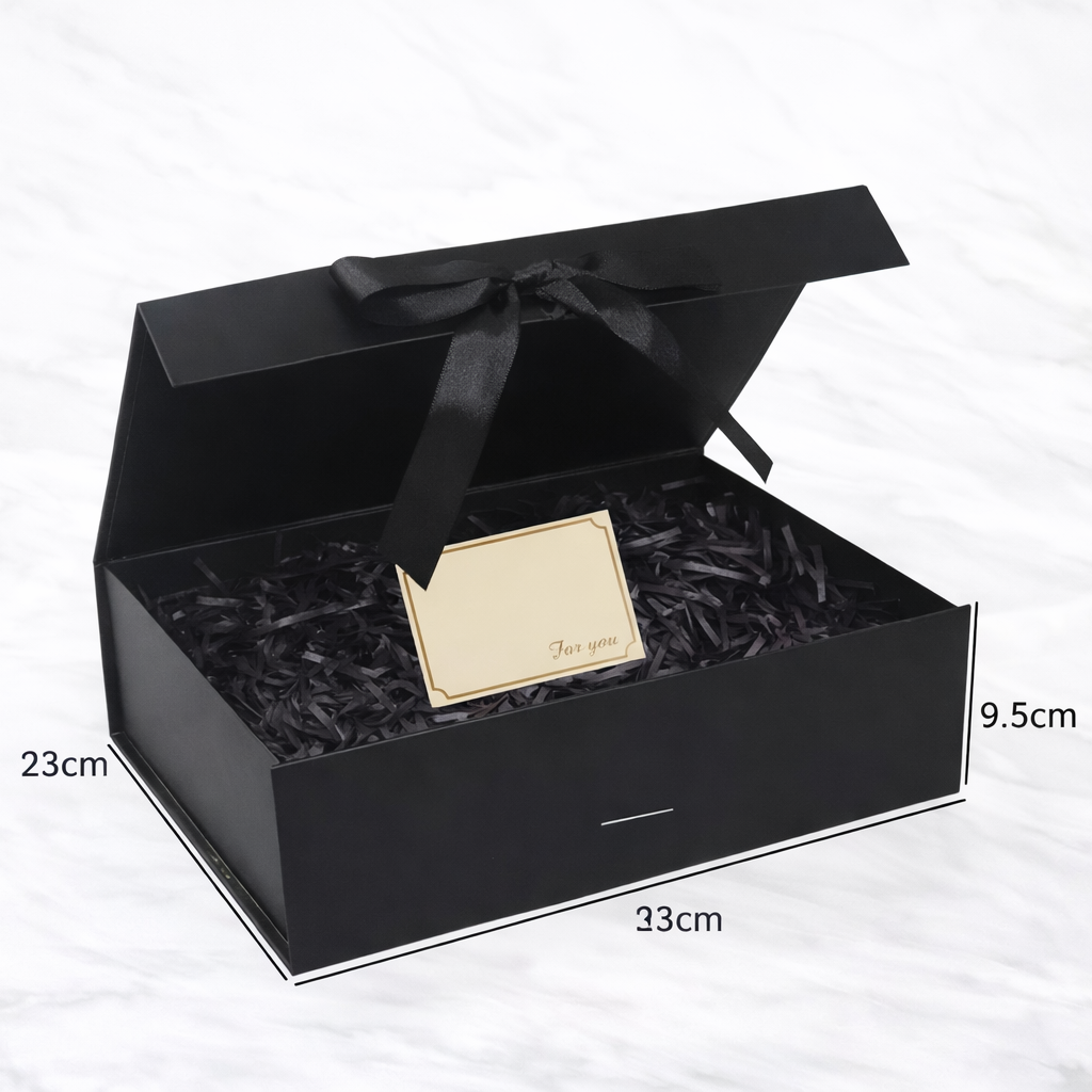 Magnetic Gift Box Kit – Folding Box with Filler Grass &amp; Greeting Cards