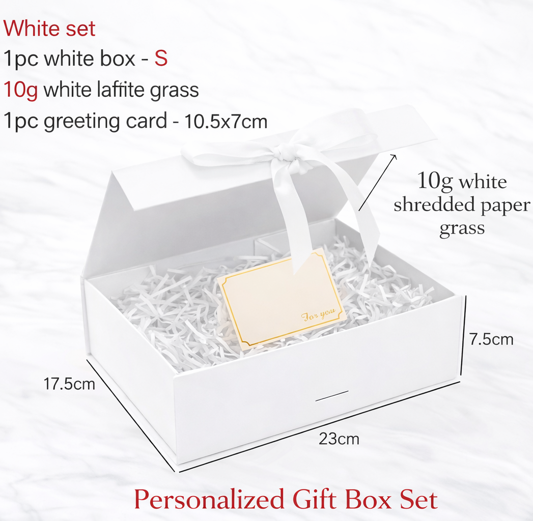 Magnetic Gift Box Kit – Folding Box with Filler Grass &amp; Greeting Cards