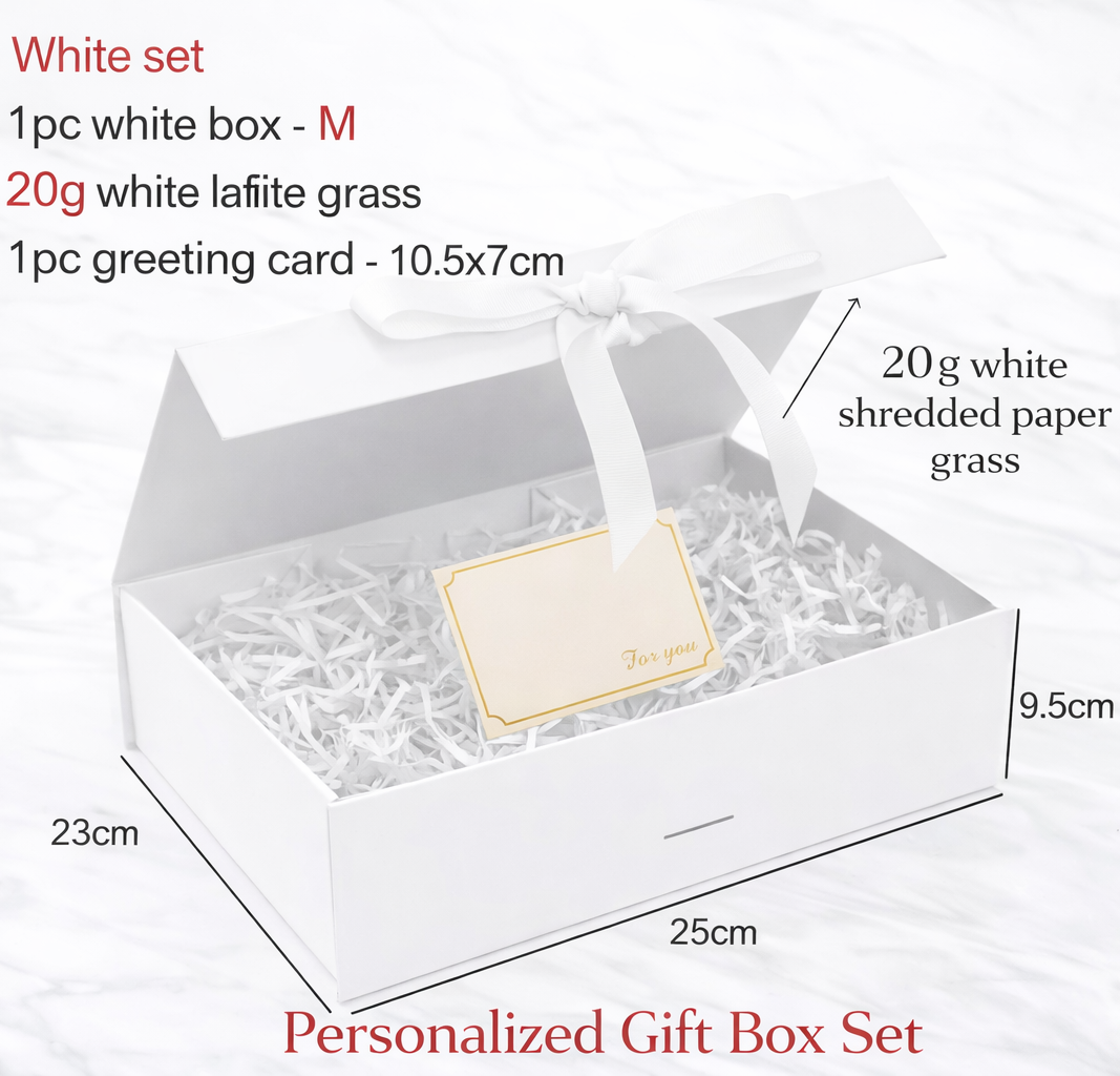 Magnetic Gift Box Kit – Folding Box with Filler Grass &amp; Greeting Cards