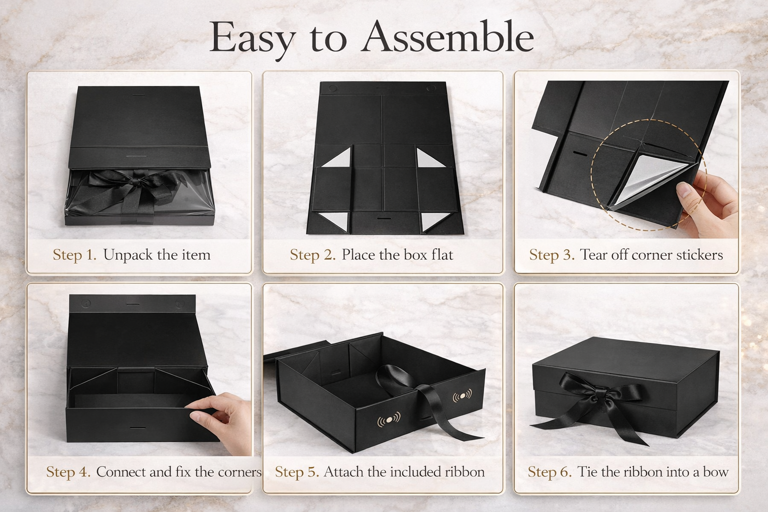 Magnetic Gift Box Kit – Folding Box with Filler Grass &amp; Greeting Cards