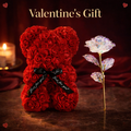 2-Piece Rose Gift Set – Rose Bear + Golden Rose Box