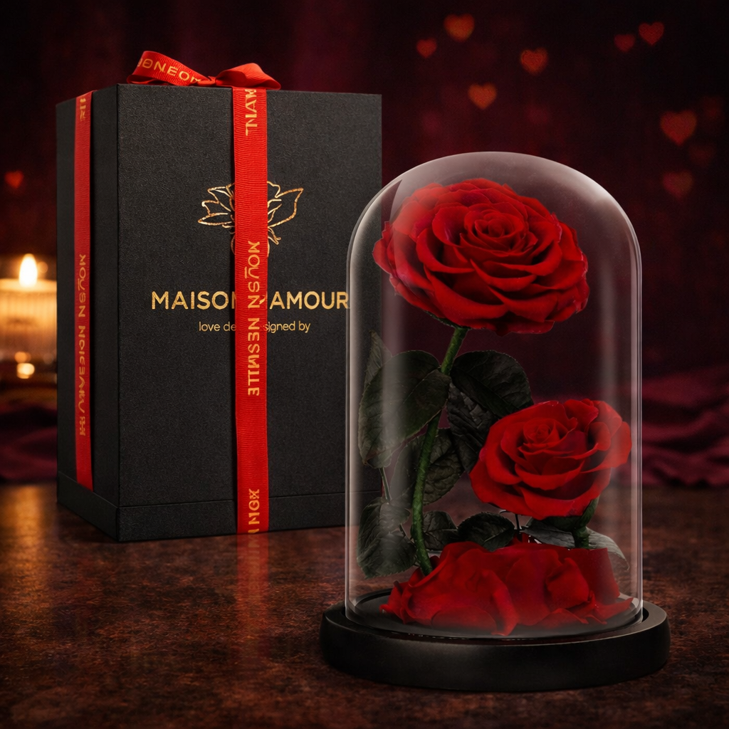 Eternal Rose in Glass Dome (9”) – Preserved Flower Gift Box