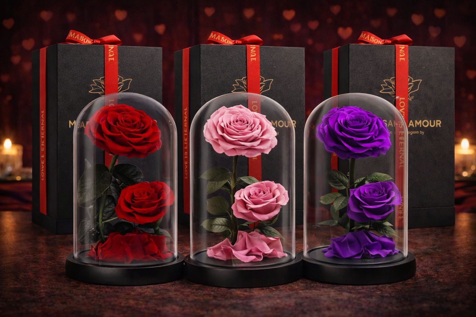 Eternal Rose in Glass Dome (9”) – Preserved Flower Gift Box