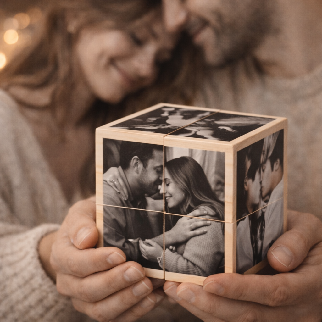 Maison Amour™ 3D Photo Cube – Personalized Memory Keepsake
