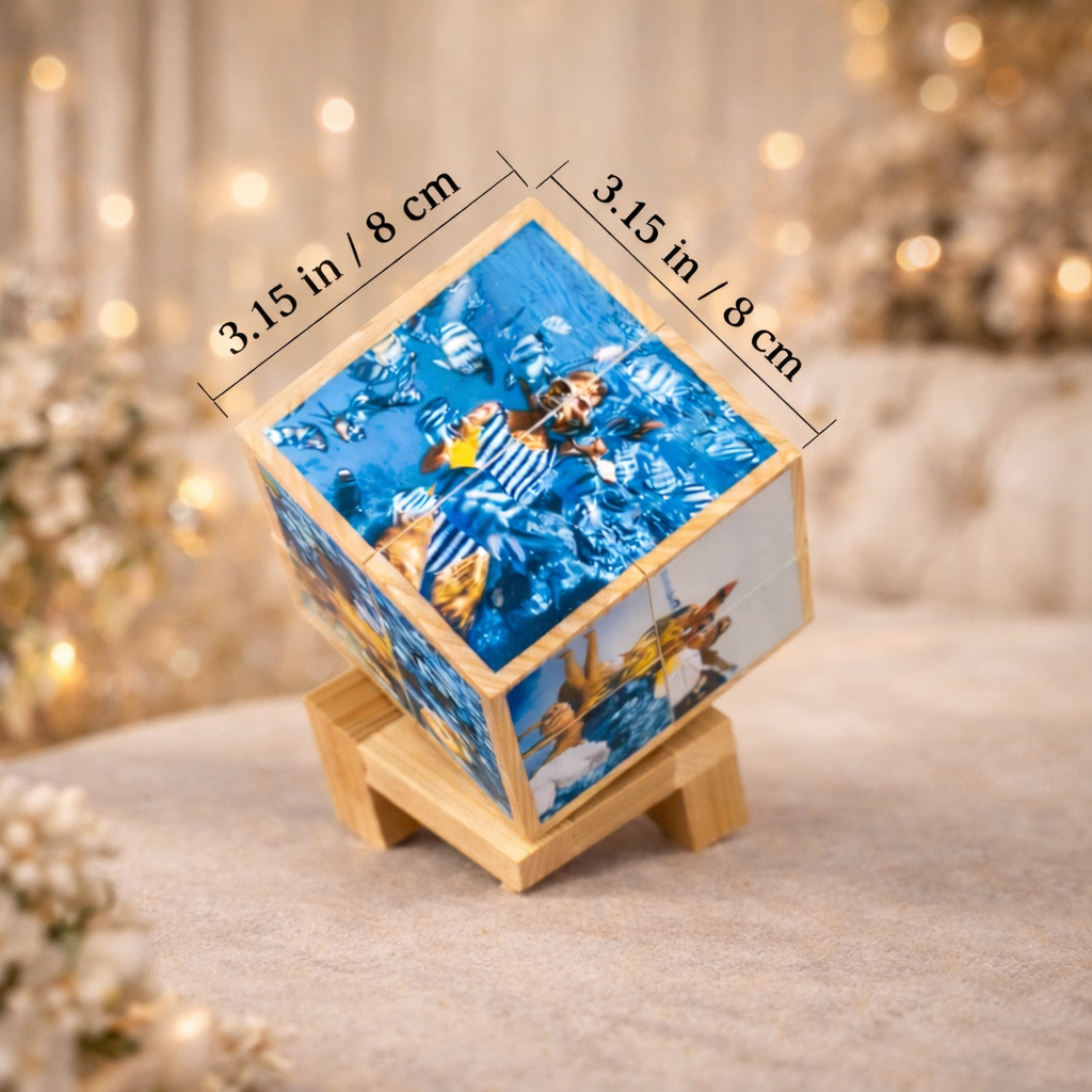 Maison Amour™ 3D Photo Cube – Personalized Memory Keepsake