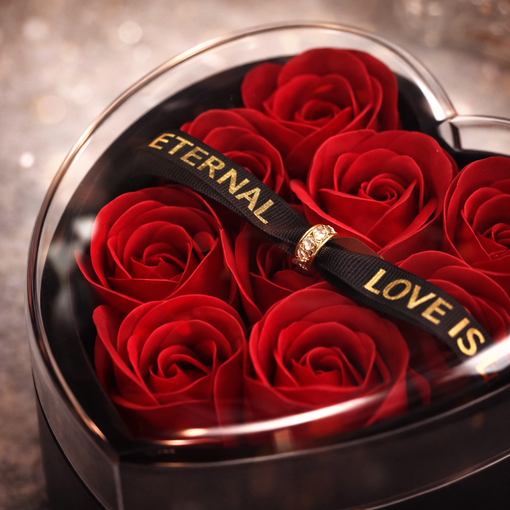 Preserved Rose Gift Box + 100 Languages ​​“I Love You” Necklace