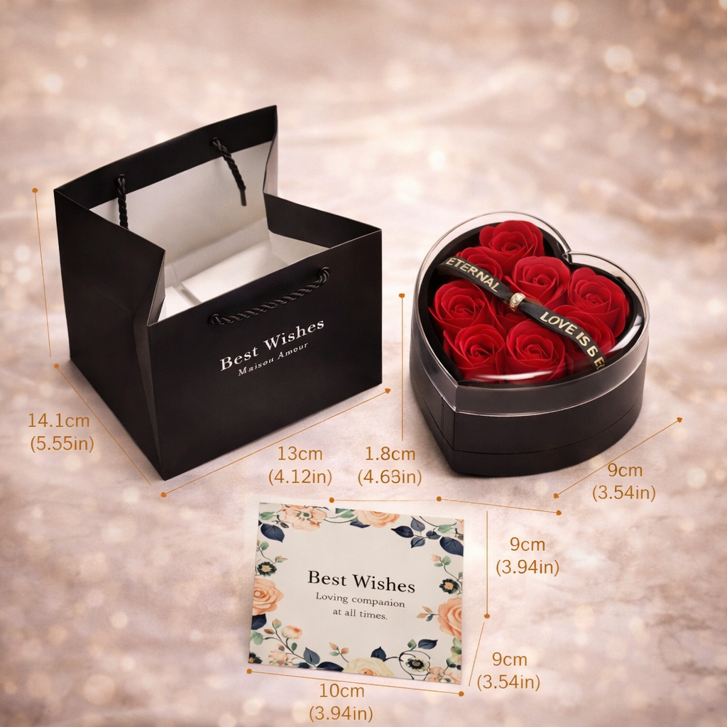Preserved Rose Gift Box + 100 Languages ​​“I Love You” Necklace