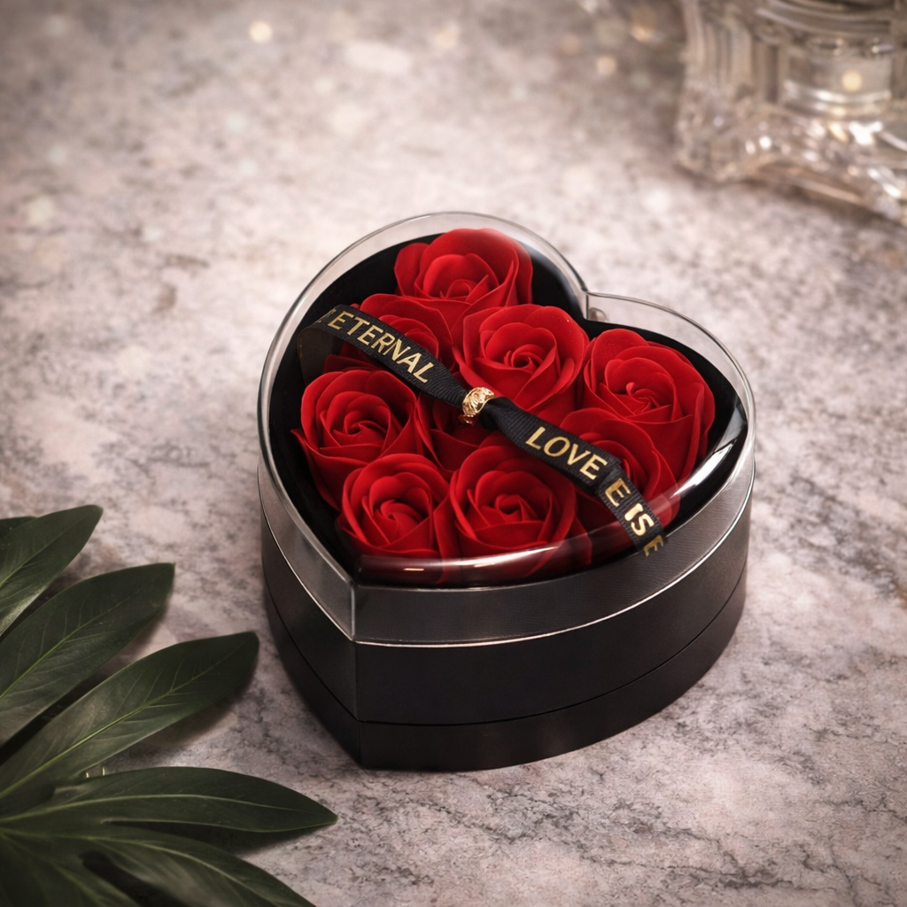 Preserved Rose Gift Box + 100 Languages ​​“I Love You” Necklace