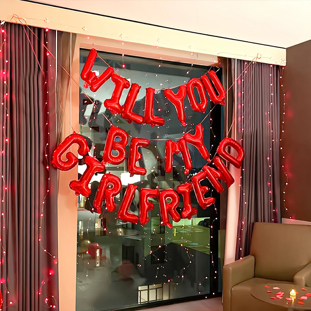 “Will You Be My Girlfriend?” Balloon Set – Romantic Valentine's Decor