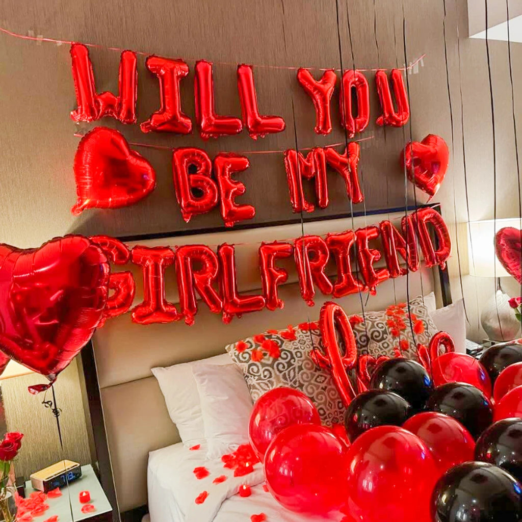“Will You Be My Girlfriend?” Balloon Set – Romantic Valentine's Decor