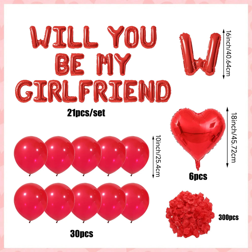 “Will You Be My Girlfriend?” Balloon Set – Romantic Valentine's Decor