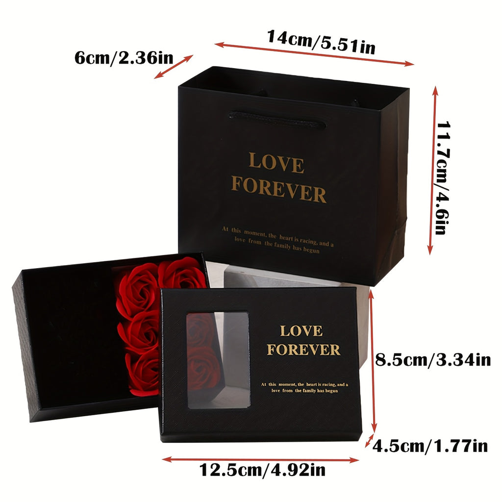 6 Red Roses Jewelry Gift Box Set – Includes Gift Bag
