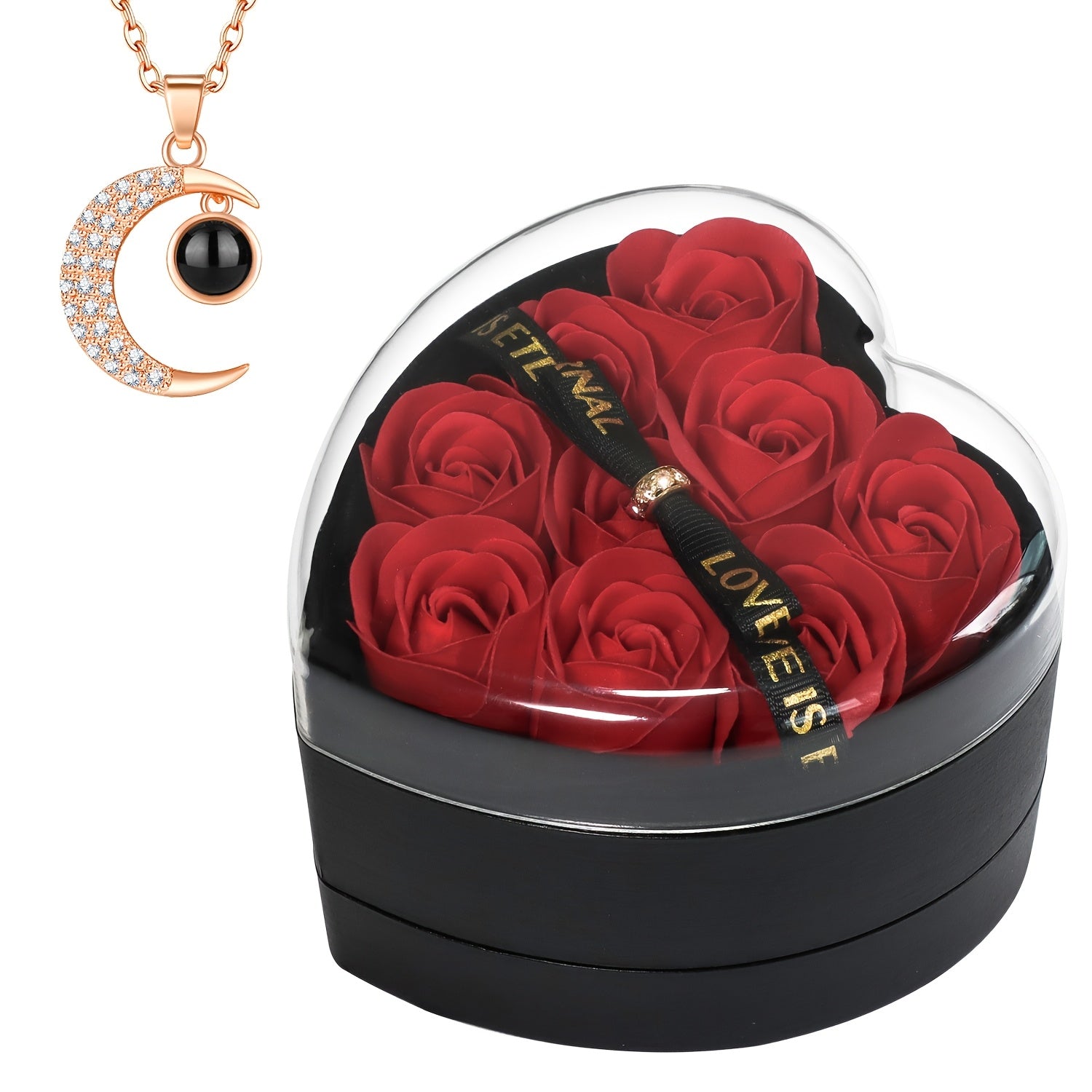 Preserved Rose Gift Box + 100 Languages ​​“I Love You” Necklace
