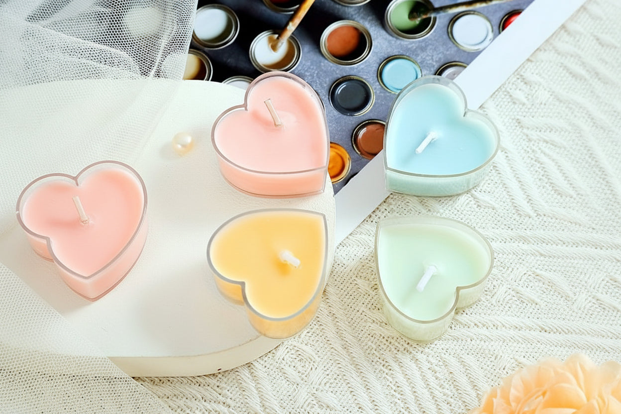 18-Pack Heart-Shaped Tea Light Candles – 3 Hour Burn Time