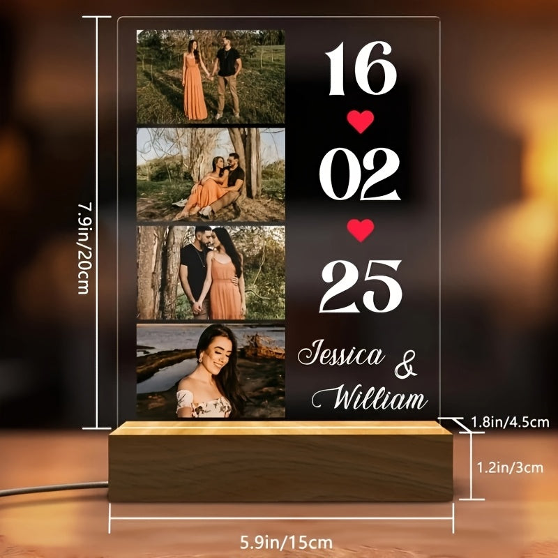 Personalized Photo Night Light – Couple Names &amp; Wedding Date