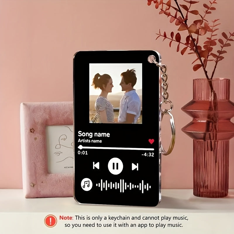 Personalized Music Code Keychain – Photo + Song Title