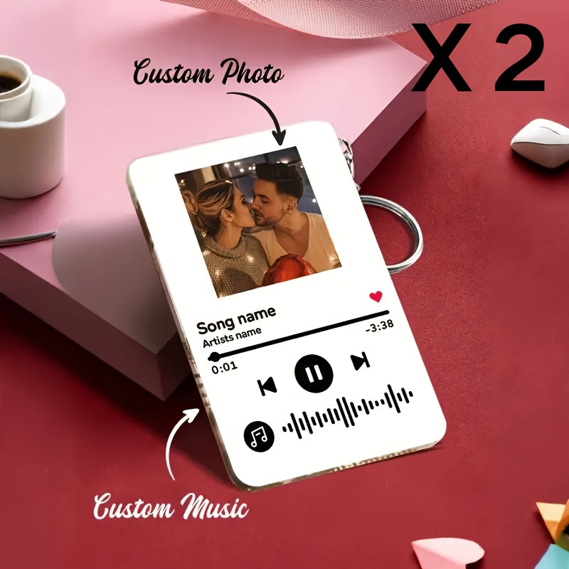 Personalized Music Code Keychain – Photo + Song Title