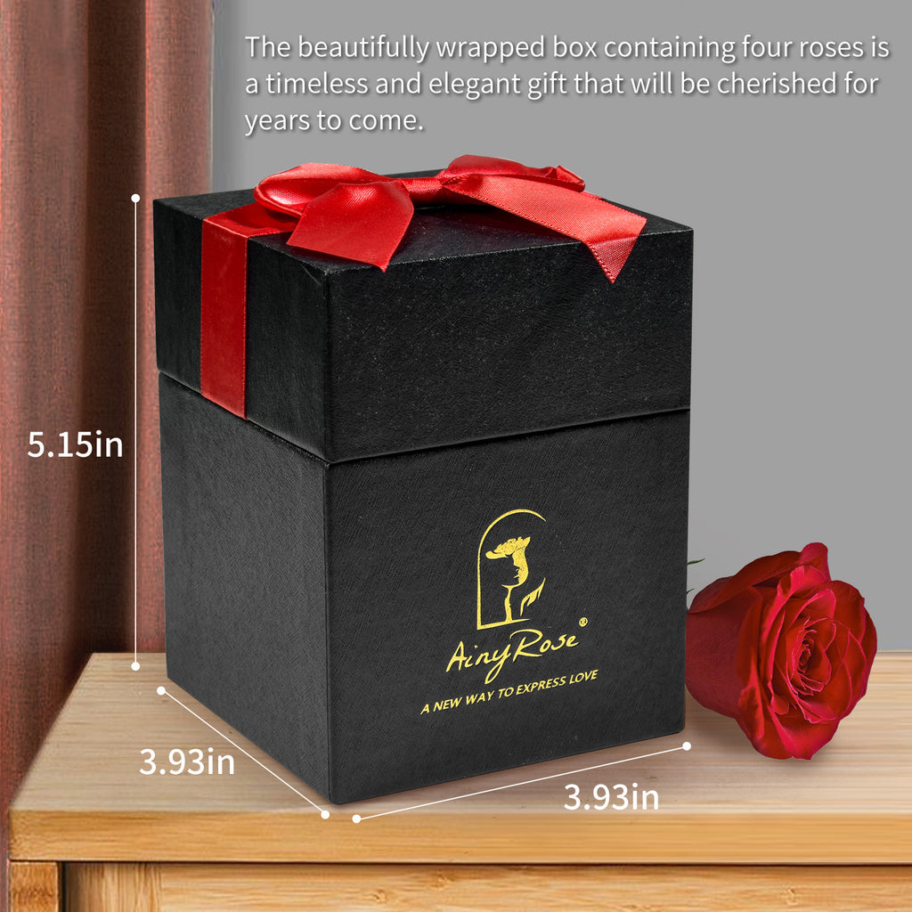Preserved Red Roses Gift Box (4 Roses) – Luxury Long-Lasting Flowers