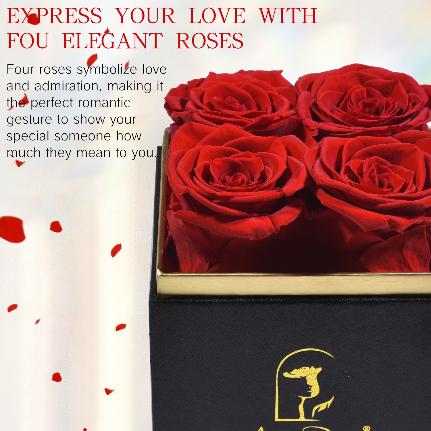 Preserved Red Roses Gift Box (4 Roses) – Luxury Long-Lasting Flowers