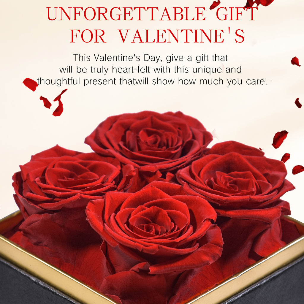 Preserved Red Roses Gift Box (4 Roses) – Luxury Long-Lasting Flowers