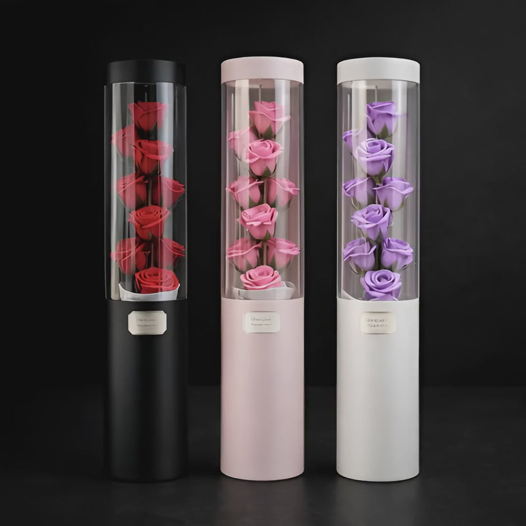 Romantic Rose Soap Gift Box – Hug Bucket with Red Roses