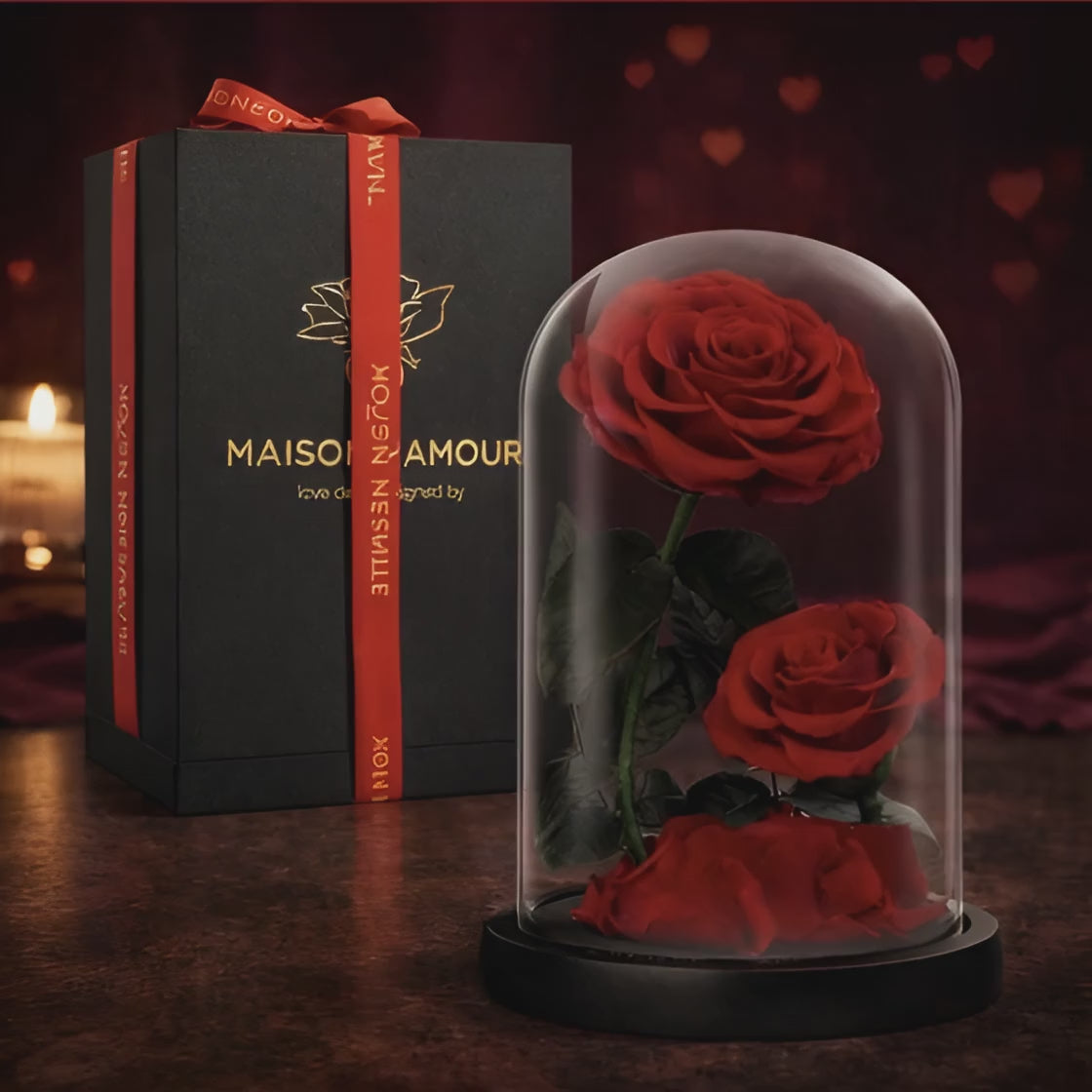 Eternal Rose in Glass Dome (9”) – Preserved Flower Gift Box